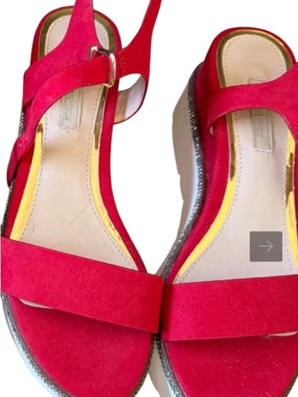 Primadonna Collection Red Suede Platform Slingback Sandals Size 7.5 (EU 38)